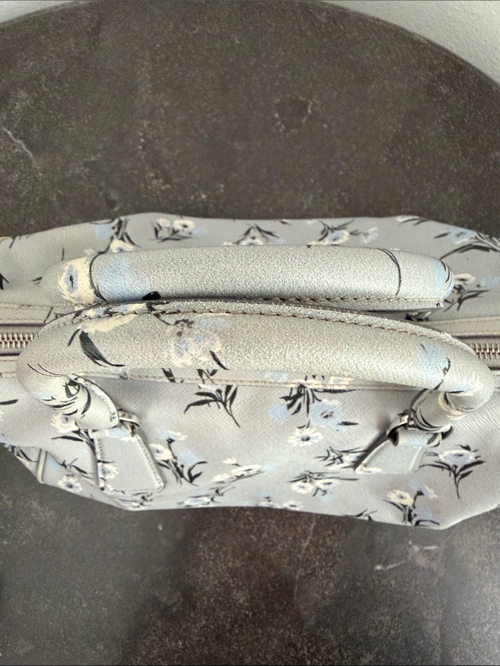 Prada Gray Floral Saffiano Leather Satchel with Strap - Pre-Loved - Picture 15 of 16